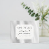 Chic grijs zilver save the date (Staand voorkant)