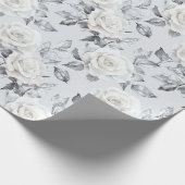 Chic grijs zilver wit bloem bruiloft cadeaupapier (Hoek)