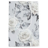 Chic grijs zilver wit bloem bruiloft medium cadeauzakje (Voorkant)
