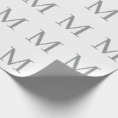 Chic grijze initiaal letter monogram modern cadeaupapier (Hoek)