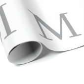 Chic Grijze Initiële Letter Monogram Modern Cadeaupapier (Rol Hoek)