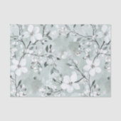 Chic Grijze Witte Bloemen Bruidsdouche Tissuepapier (Voorkant)