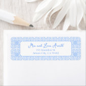 Chic grillig blauw Tegel Patroon Mediterraan Etiket (Insitu)