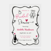 Chic grillige hand getrokken Vrijgezellenfeest Acryl Bord (Voorkant)