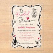 Chic grillige hand getrokken Vrijgezellenfeest Acryl Uitnodigingen (Voorkant)