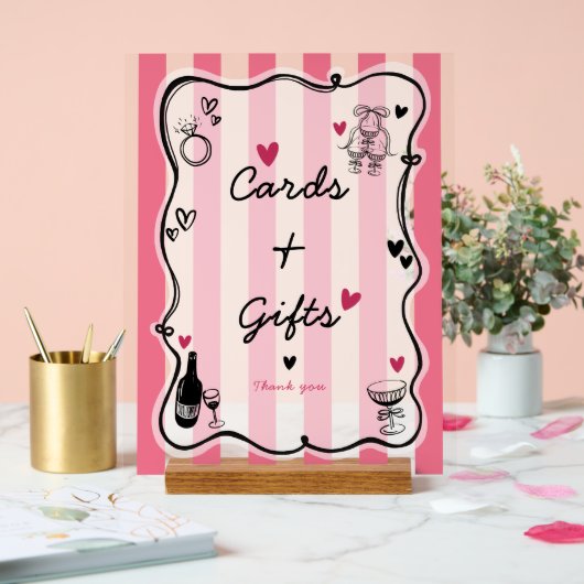 Chic grillige Hand getrokken Vrijgezellenfeesten t Acryl Bord (Huwelijk)