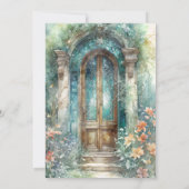 Chic Groen, Blauwgroen, Blauwe Waterverf Monogram  Kaart (Achterkant)