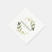 CHIC GROEN GOUD GEBLADERTE KRANS MONOGRAM BRUILOFT SERVET (Hoek)