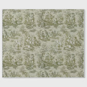 Chic  groen grijs toile de jouy bedrukt cadeaupapier (Vlak)
