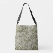 Chic  groen grijs toile de jouy bedrukt crossbody tas (Achterkant)