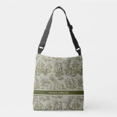 Chic  groen grijs toile de jouy bedrukt crossbody tas (Voorkant)