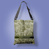 Chic  groen grijs toile de jouy bedrukt crossbody tas