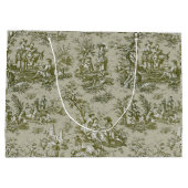 Chic  groen grijs toile de jouy groot cadeauzakje (Achterkant)