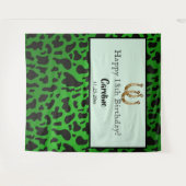 Chic Groen, Koeienvlekken & Gouden Hoefijzer Verja Wandkleed (Voorkant (horizontaal))