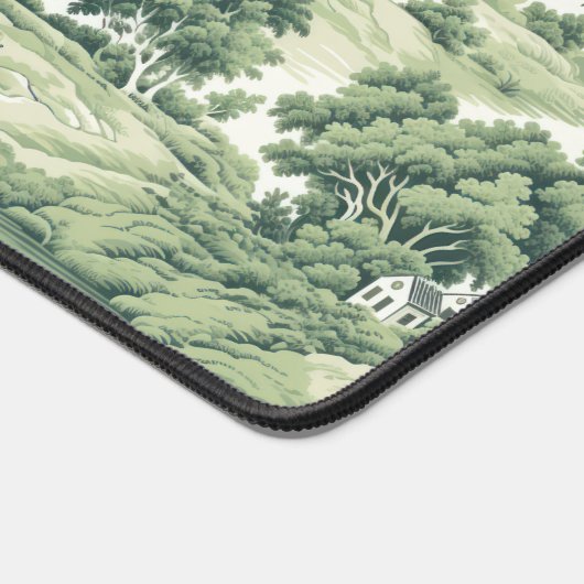  Chic Groen Toile de Jouy Trees Aangepaste naam Bureaumat (Hoek)