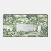 Chic Groen Toile de Jouy Trees Aangepaste naam Bureaumat (Keyboard & Muis)