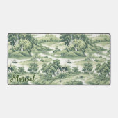  Chic Groen Toile de Jouy Trees Aangepaste naam Bureaumat (Voorkant)