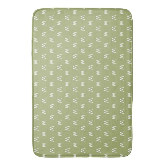 Chic groen wit monogram badmat (Voorkant Verticaal)