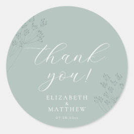 Chic groene bruiloft | Boho bedanksticker Ronde Sticker