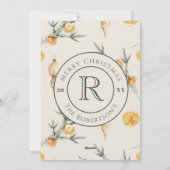 Chic groene deur seizoensgebonden huis aankondigin feestdagenkaart (Achterkant)