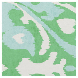 Chic-groene en turquoise-ikattribale patronen stof