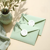 Chic Groene Hand Getrokken Boog & Lint Monogram Cr Ronde Sticker