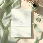 Chic Groene Hand Getrokken Boog & Lint Monogram Cr Uitnodigingen Wikkel