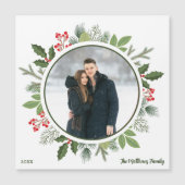 Chic Groene Kerstkrans Foto Magneet Kaart (Voorkant)