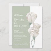 Chic groene pastel poeder witte bloemen bruiloft kaart (Voorkant)