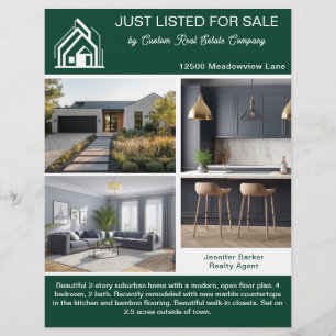 Chic groene real estate huislijst 2-zijdig modern flyer
