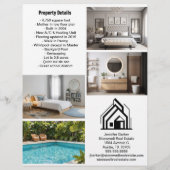 Chic groene real estate huislijst 2-zijdig modern flyer (Achterkant)