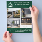 Chic groene real estate huislijst 2-zijdig modern flyer (Hand)