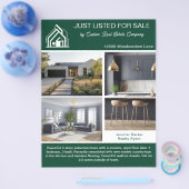 Chic groene real estate huislijst 2-zijdig modern flyer (Enkel)