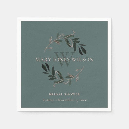 CHIC GROENE ROZE BLAADWIJS KRANS BRUIDSSHOWER SERVET (Voorkant)
