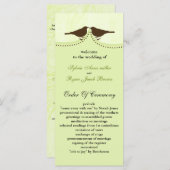 Chic groene vogelkooi, liefde vogels bruiloft prog programmakaart (Voorkant / Achterkant)