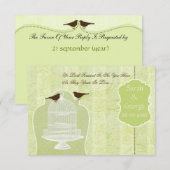 Chic groene vogelkooi, liefdesvogels RSVP 3.5 x 5 (Voorkant / Achterkant)