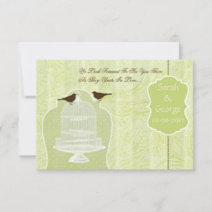 Chic groene vogelkooi, liefdesvogels RSVP 3.5 x 5 Kaartje