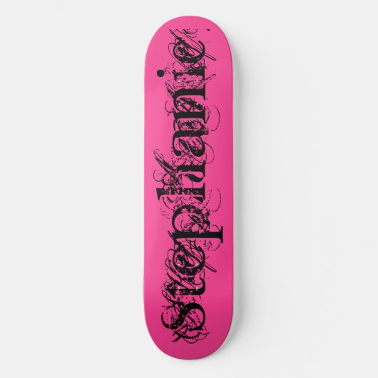Chic Grunge Black en Roze Persoonlijk Skateboard (Voorkant)