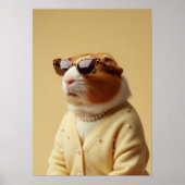 Chic Guinea Pig Portrait in Pearls and Cardigan Poster (Voorkant)