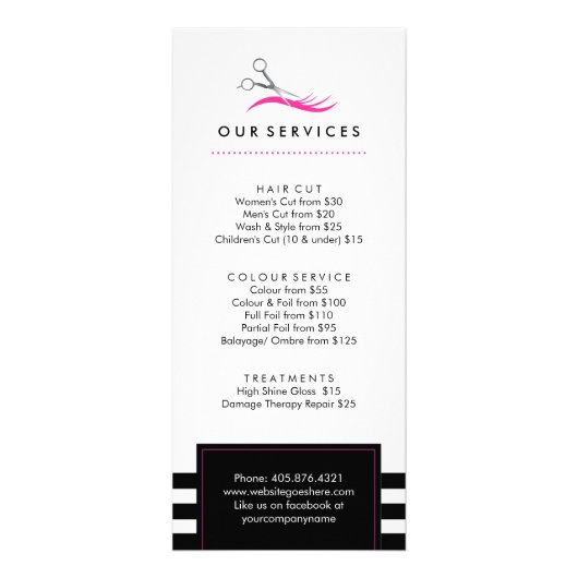 Chic Hair Salon Prijs Lijst Rack Kaart (Achterkant)