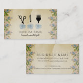 Chic  hair stylist hairstylist blauw roos visitekaartje (Voorkant / Achterkant)