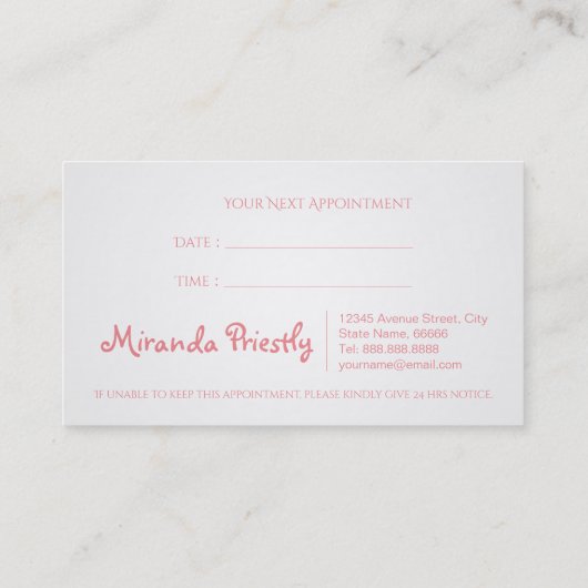 Chic Hair stylist Makeup Tools & Brushes White Afsprakenkaartje (Achterkant)