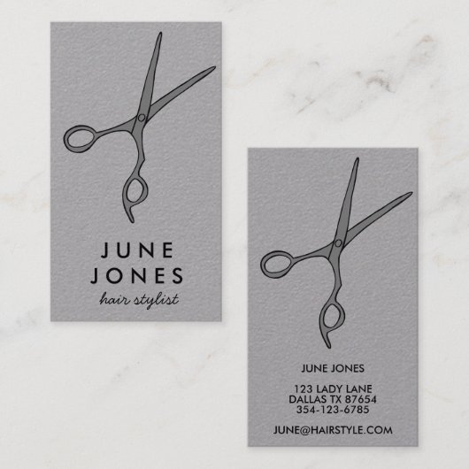 Chic Hair Stylist Scissors Salon Minimal Elegant Visitekaartje (Voorkant / Achterkant)