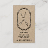 Chic Hair Stylist Scissors Salon Minimal Kraft Visitekaartje (Achterkant)