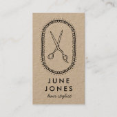 Chic Hair Stylist Scissors Salon Minimal Kraft Visitekaartje (Voorkant)