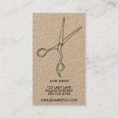 Chic Hair Stylist Scissors Salon Minimal Kraft Visitekaartje (Achterkant)