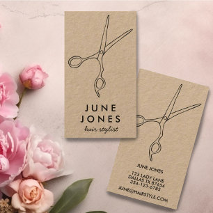 Chic Hair Stylist Scissors Salon Minimal Kraft Visitekaartje