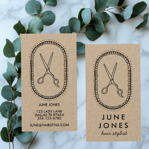 Chic Hair Stylist Scissors Salon Minimal Kraft Visitekaartje