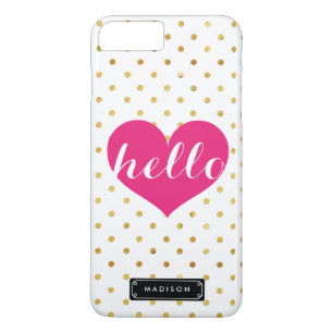 Chic Hallo Hot Pink Heart Goud Stip op maat Case-Mate iPhone Case