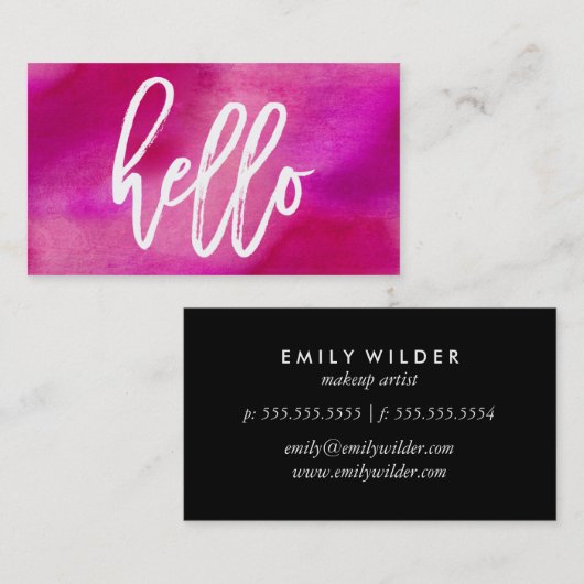 Chic Hallo Magenta Waterverf | VISITEKAARTJE (Voorkant / Achterkant)
